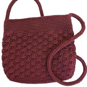 La Rue burgundy crocheted purse